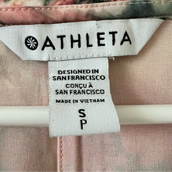 Athleta One Piece Renewed Bloom Pink Floral Drawstring Marlow Romper SZ Small - Picture 12 of 16